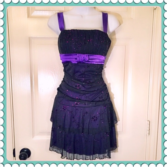 Deb Dresses & Skirts - DEB Black and Purple Sparkly Homecoming Dress